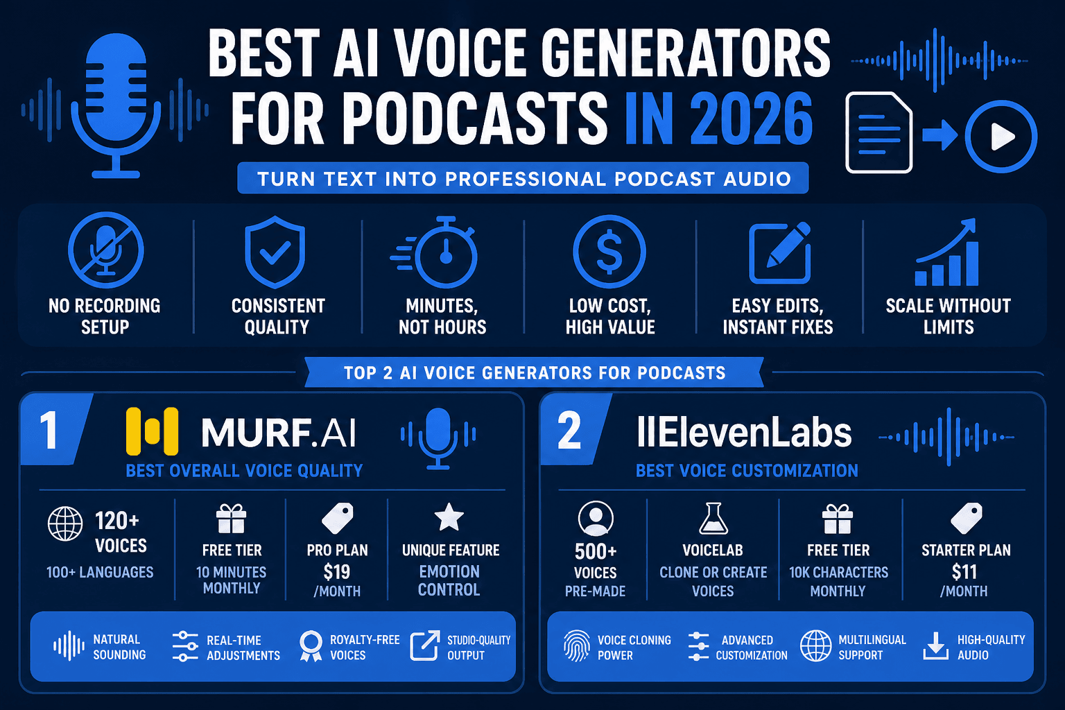 Best AI Voice Generators for Podcasts in 2026: Text to Speech Tools Reviewed