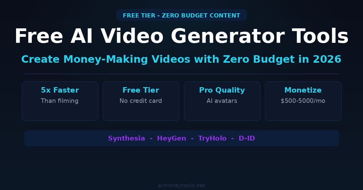 Free AI Video Generator Tools 2026: Create Money-Making Content with Zero Budget
