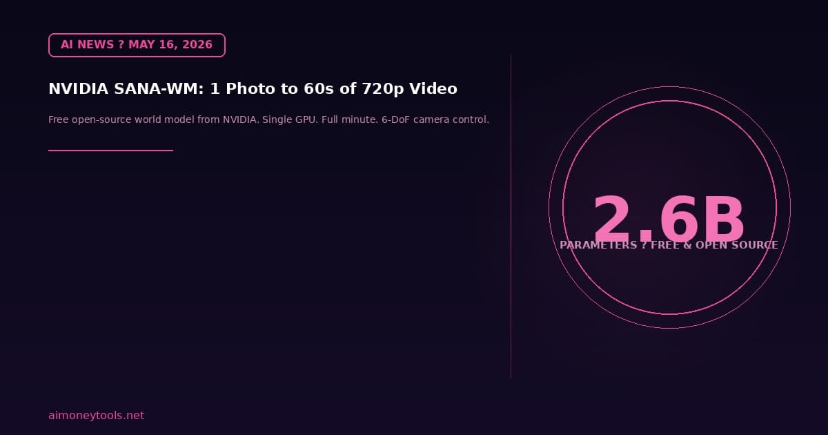 NVIDIA SANA-WM: Free Open-Source AI That Turns One Photo Into a Full Minute of 720p Video