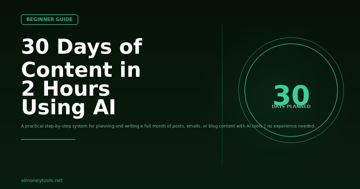 AI Content Strategy for Beginners: Plan 30 Days of Posts in 2 Hours (2026)