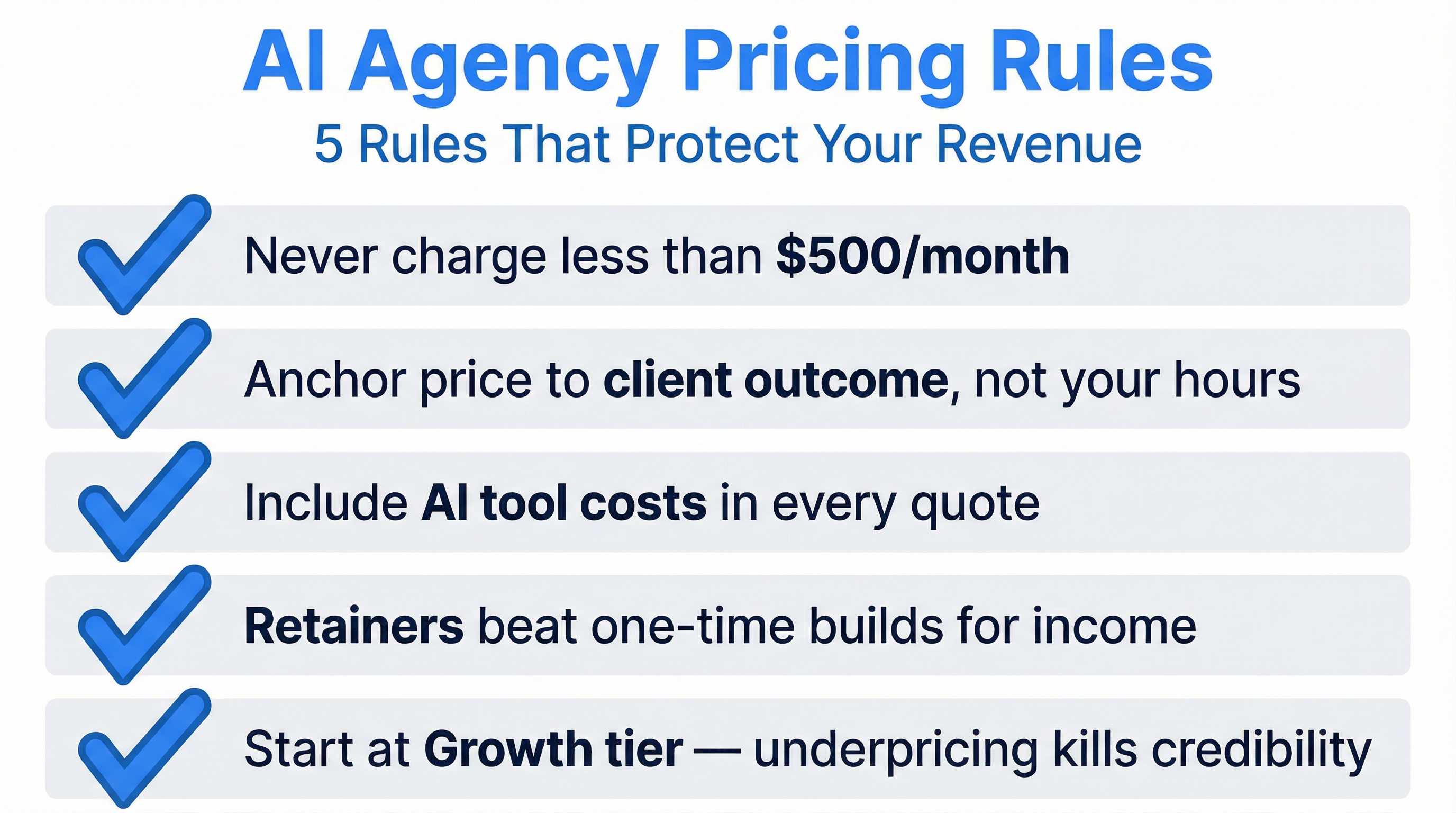 AI Agency Pricing Rules — 5 Key Takeaways