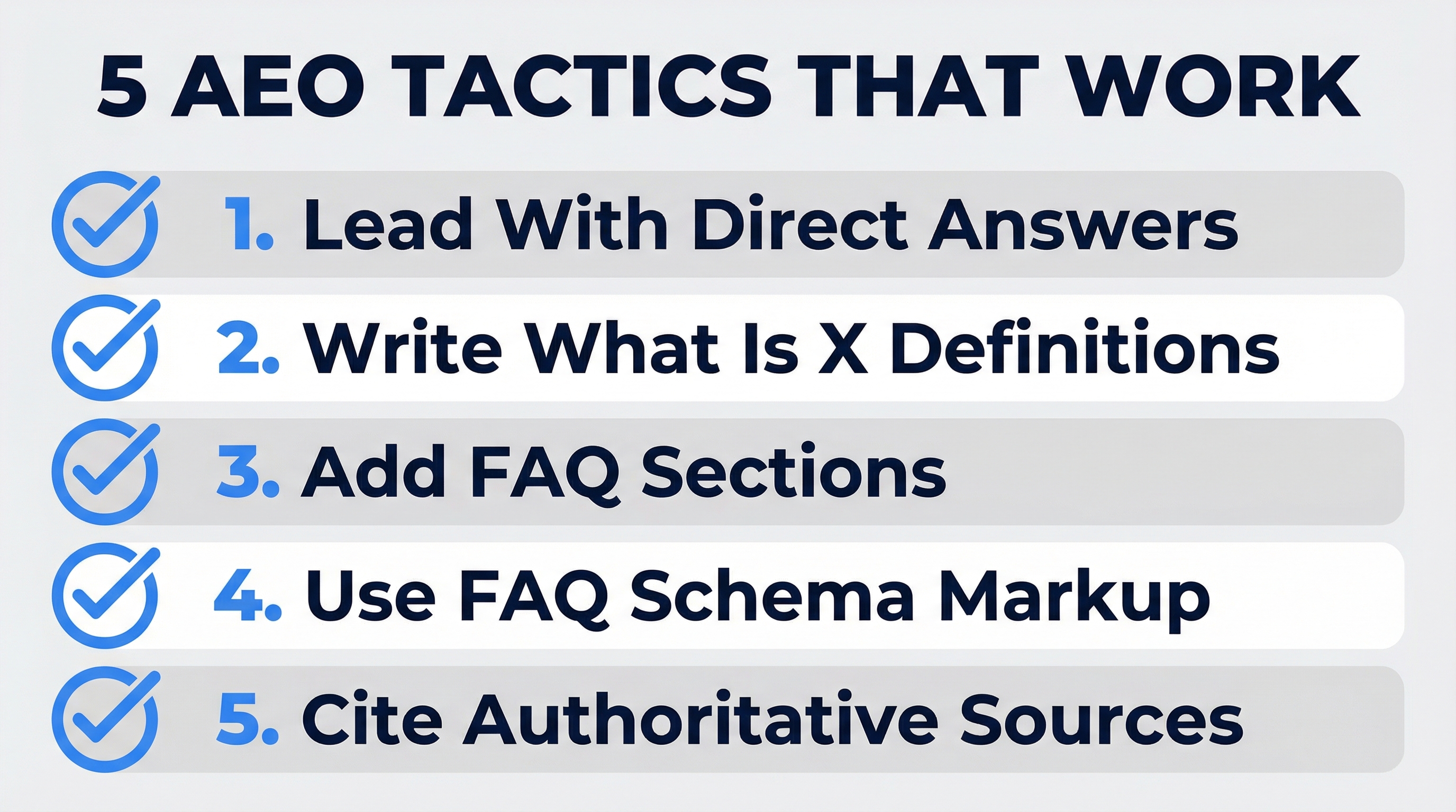 AEO tactics checklist: 5 steps to get cited by AI assistants