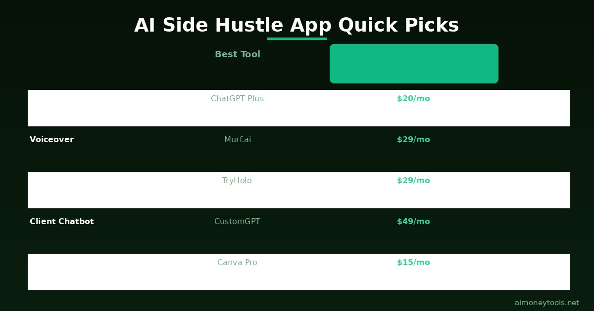 Best AI Apps for Side Hustles — Tool Selection Matrix