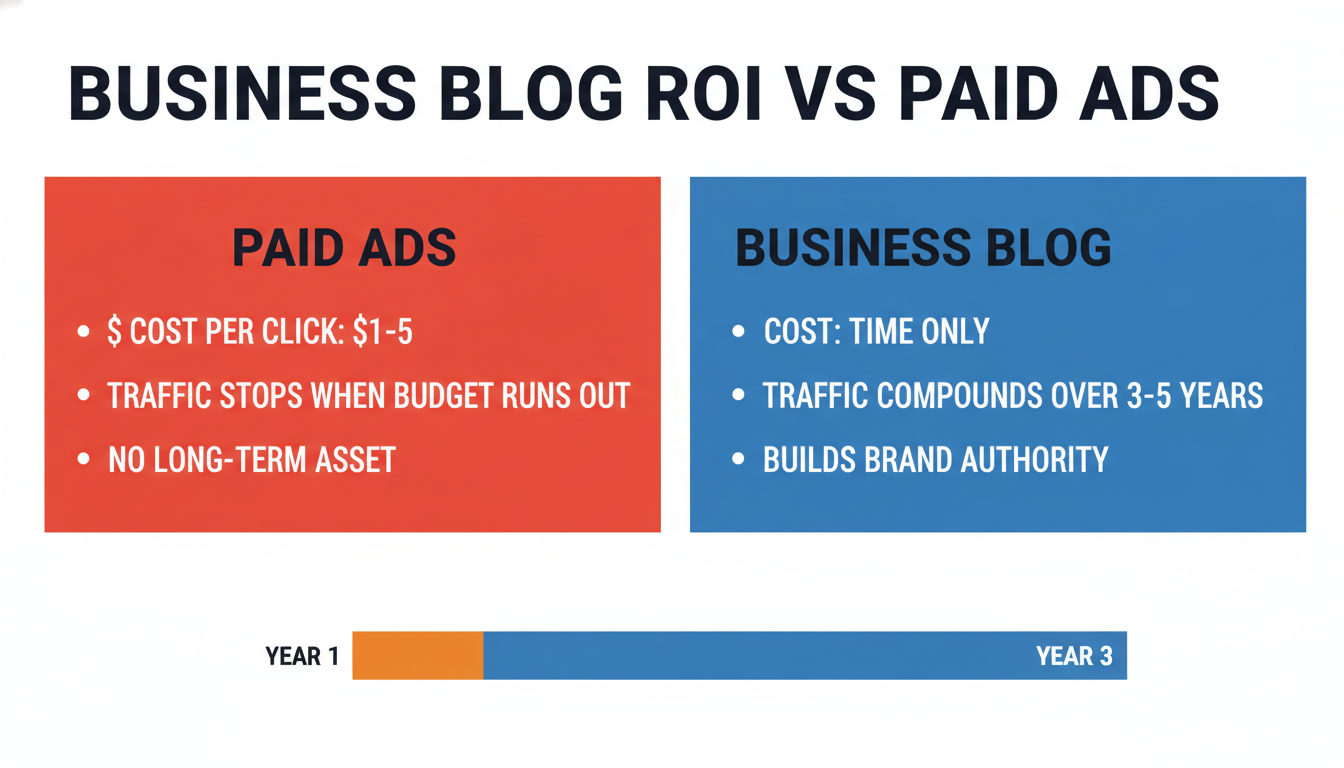 Business blog ROI vs paid ads comparison