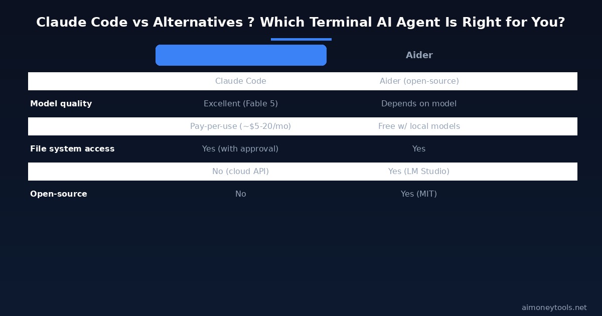 Claude Code vs Aider vs Antigravity CLI — feature comparison