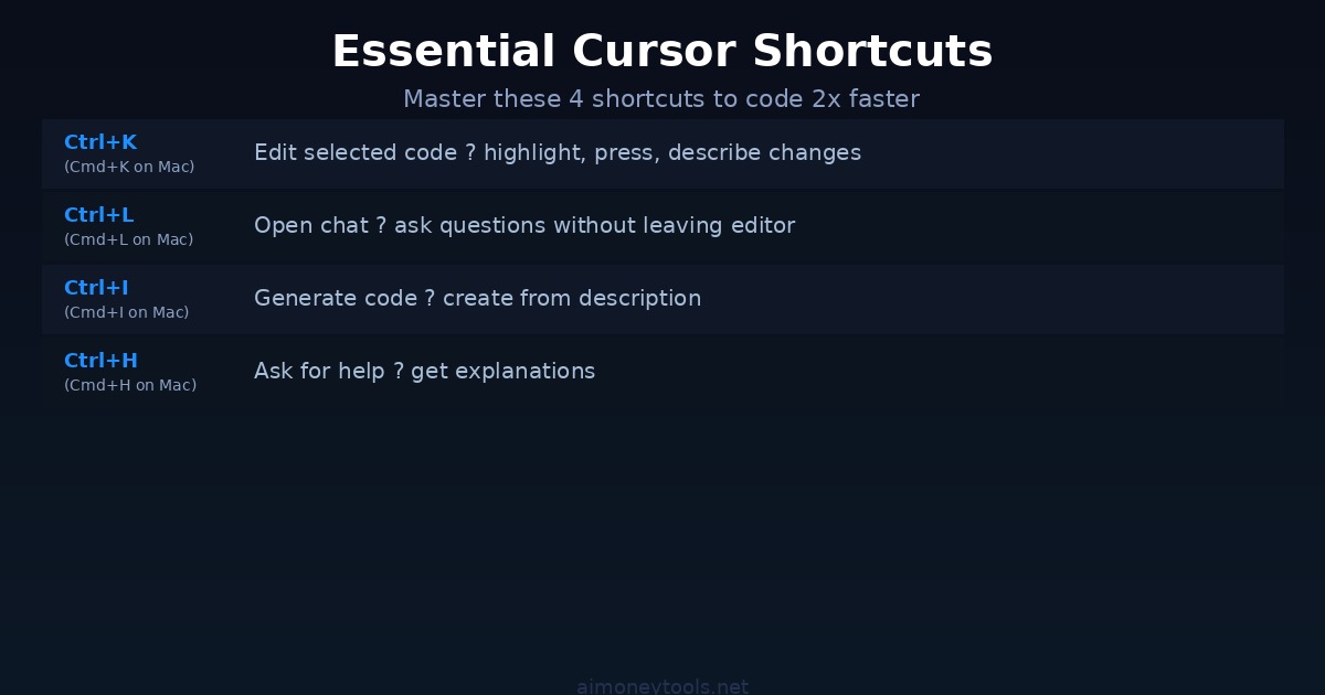Cursor AI essential keyboard shortcuts