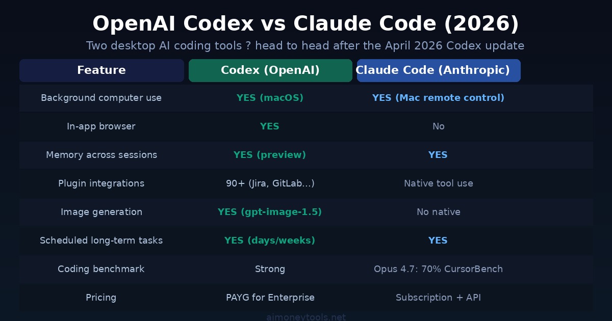 OpenAI Codex vs Claude Code comparison 2026
